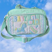 Vintage Baby Boom Diaper Bottle Bag Rocking Horse Clean Pastel Colors Crossbody