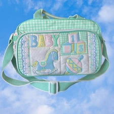 Vintage Baby Boom Diaper Bottle Bag Rocking Horse Clean Pastel Colors Crossbody