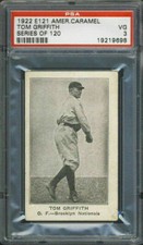1922 E121 American Caramel Tom Griffith PSA 3 Brooklyn Robins