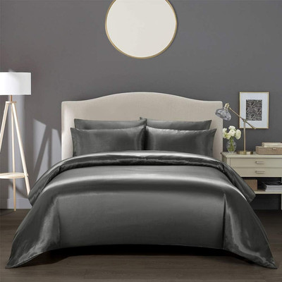 3 Piece Satin Duvet Cover Set Bedding Sets Luxury Rich Silk Silky Super Soft Sol