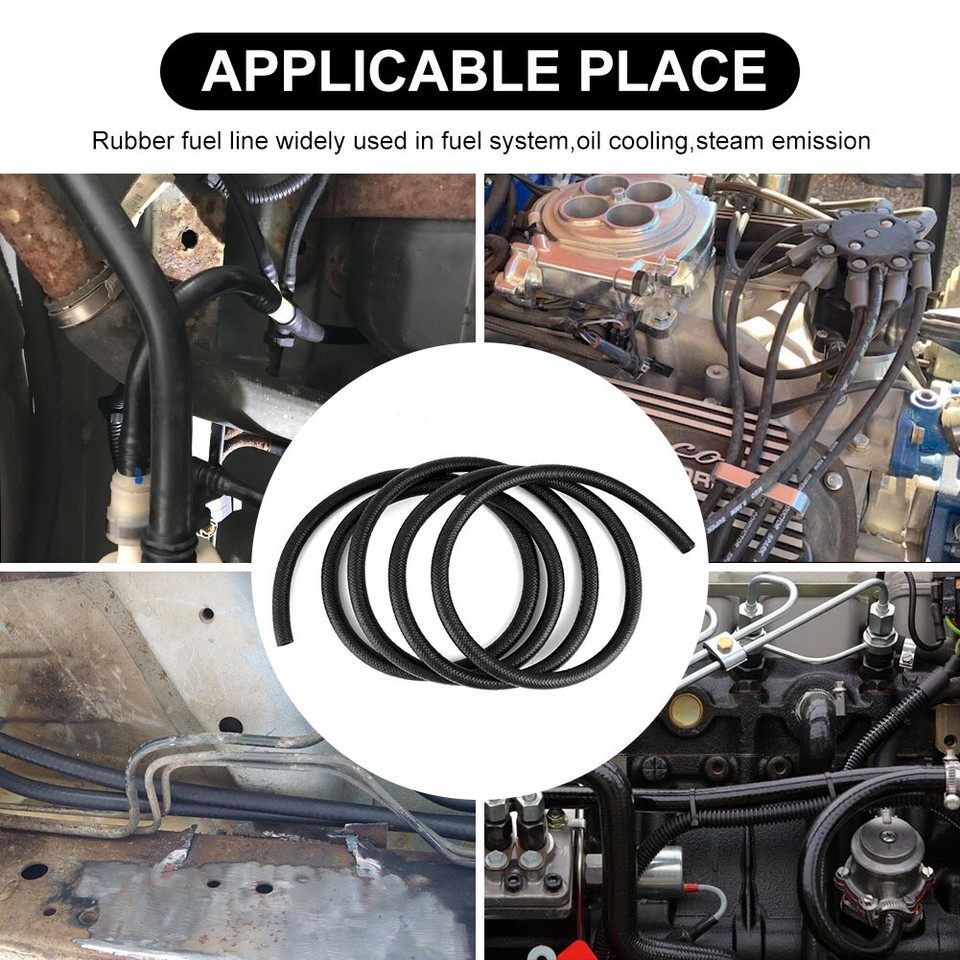 Tuyau à Carburant LokoCar 3/8" - 10 Pieds (3m) - Caoutchouc NBR SAE 30R7, 300 PSI, Noir