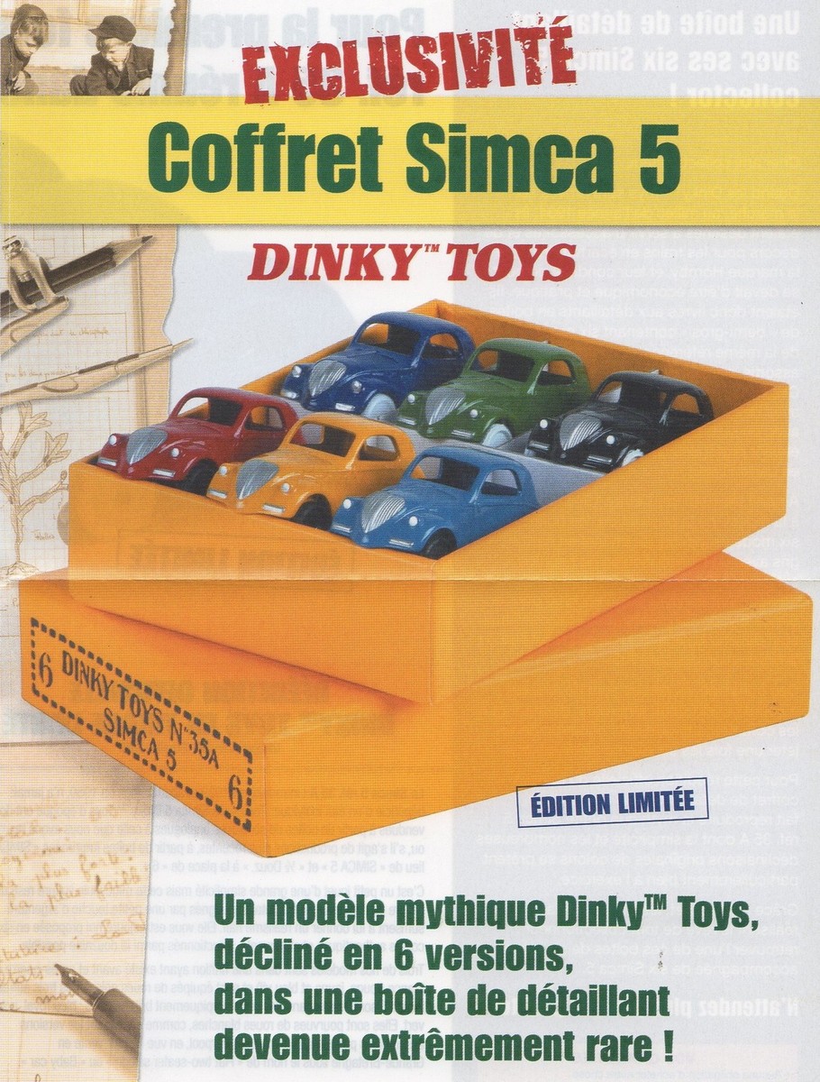 LE DERNIER CASKET COFFRET DINKY ATLAS SIMCA 5 avec 6 MODELES REF 35A 1/56 BOX