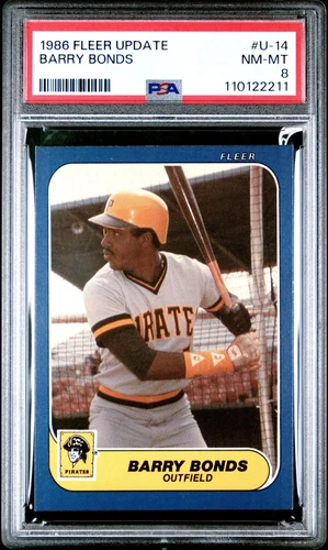 1986 FLEER UPDATE #U14 BARRY BONDS RC PSA 8 NM-MT