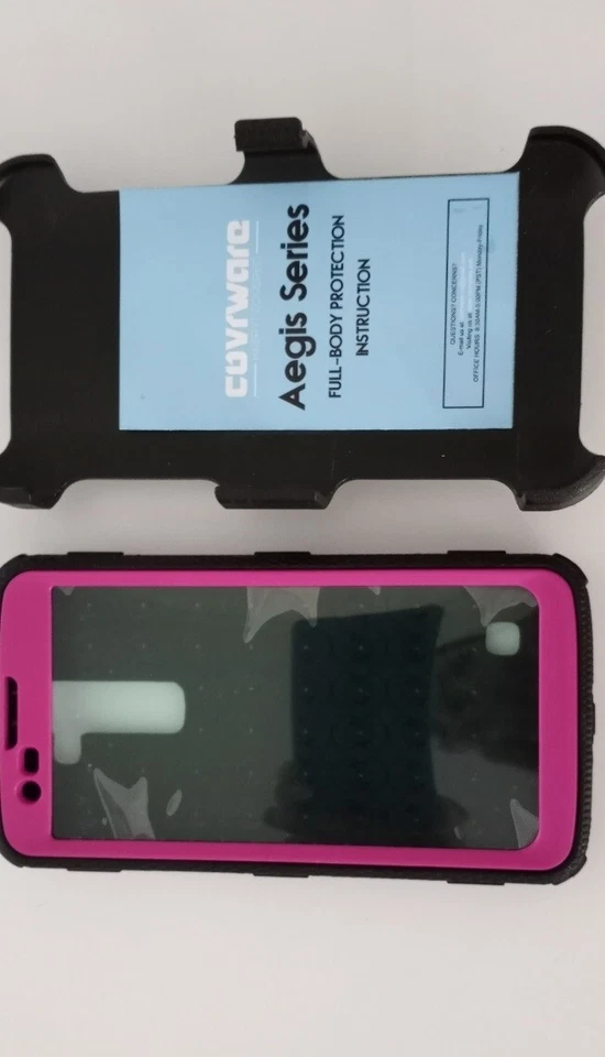 Cubierta Protector Teléfono Completo LG Medida 3" x 6" Rosa y Negro Serie Aegis Foto 2 de 4