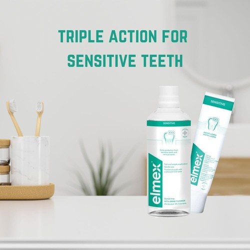 Elmex Sensitive Toothpaste 75ml and Sensitive Mouthwash 400ml slight box damage - Picture 2 of 4