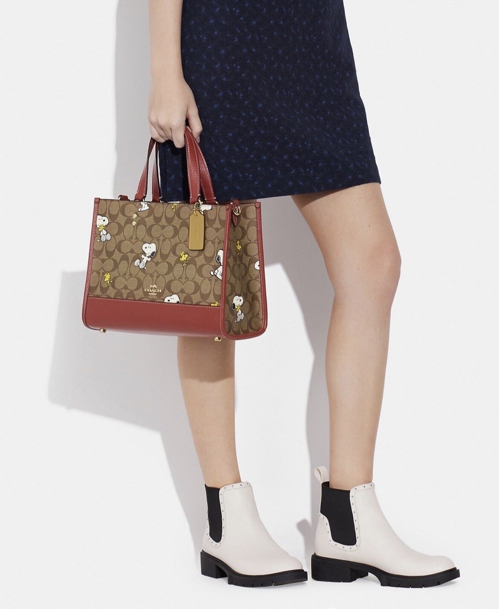 Coach X Peanuts Dempsey Carryall In Signature Canvas With Snoopy