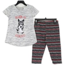 Blush Girl's 2-Piece Sequin Tee and Capri Leggings Set, size 5, Grey / Black