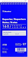 Blueline Reporter Notebook / Note Pad, 4 x 8 inches,160 Pages / 80 Sheets (AT8B)