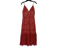 LULUS Hope You Dance Red Nude Lace Dress Size Small