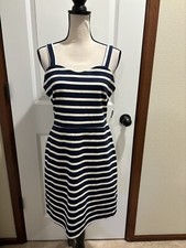 NWT OLD NAVY Women Size M Navy/White Stripes Wide Straps Sheath Dress
