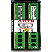 A-Tech 32GB 2x 16GB 2Rx8 PC4-25600R DDR4 3200MHz ECC REG RDIMM Server Memory RAM