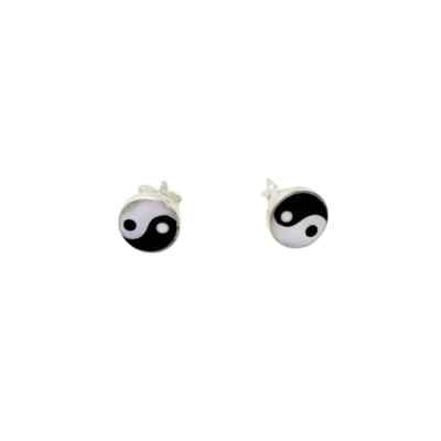 Large Jing Jang Yin Yang Earrings 925 Silver Symbol Jewelry - NEW