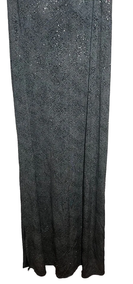 Maxi Vestido de Fiesta Negro 5/6 Vintage Años 90 JUMP Apparel Co Elastizado Brillo Foto 3 de 4