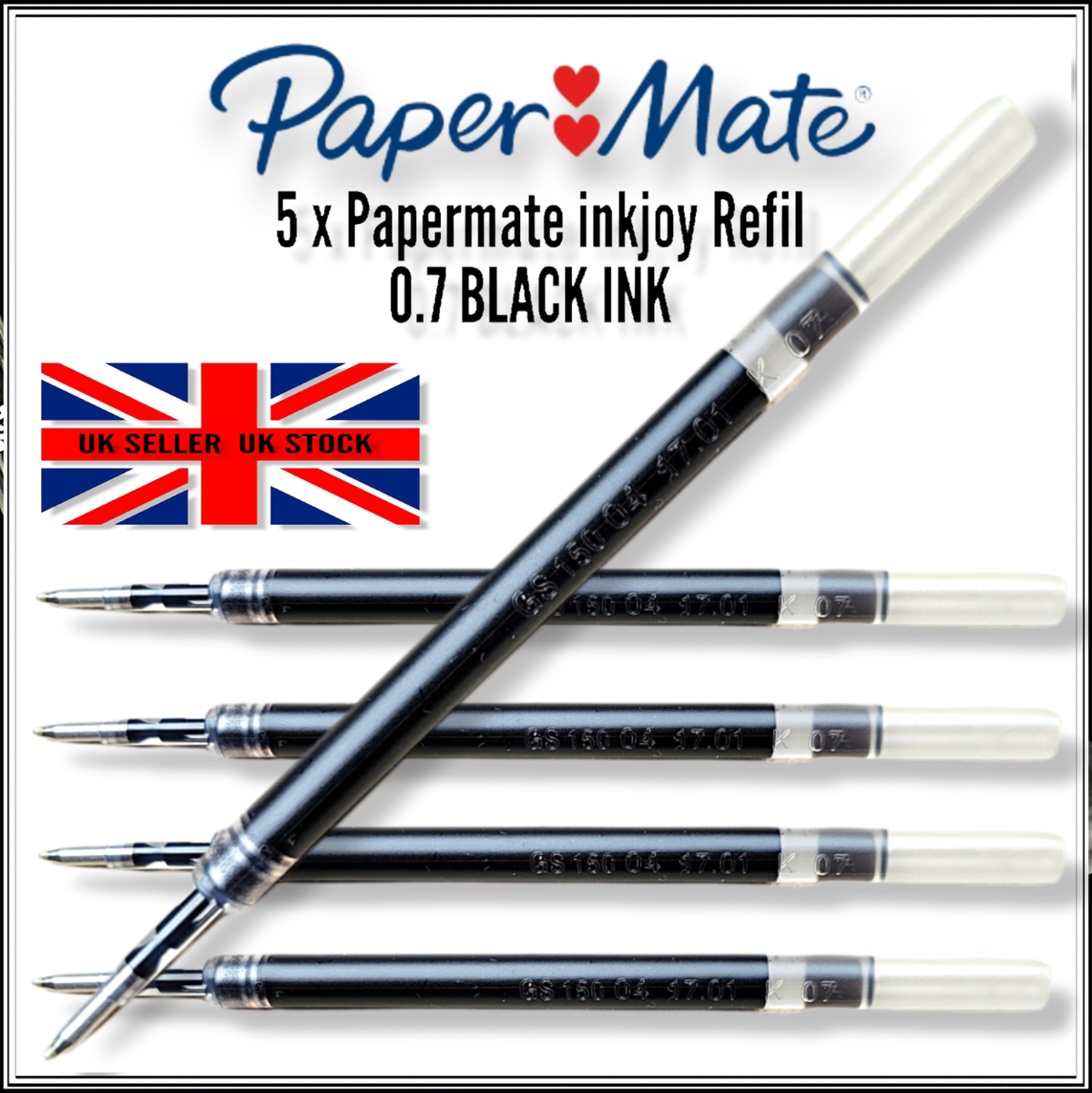 x Paper Mate InkJoy Pen Gel Refill BLACK INK BUY GET LOT FREE  15