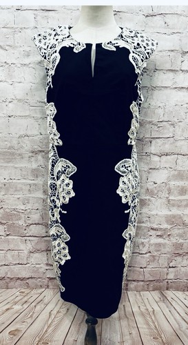 NWT Torrid SZ 12 Black Sleeveless Ivory Lace Bodycon Midi Dress Coquette Classy