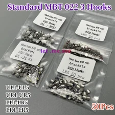 50Pc Dental Orthodontic Brackets Braces Standard MBT 022 Slot 3 Hooks Metal Bulk