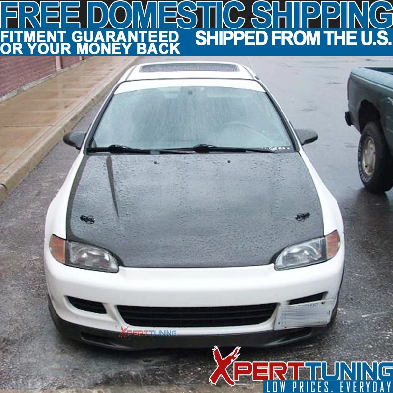 Front Bumper Lip Spoiler Splitter Fits 92-95 Honda Civic - Unpainted Black PU - Изображение 2 из 4