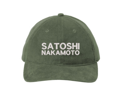 Satoshi Nakamoto Bitcoin Cryptocurrency Embroidered Olive Green