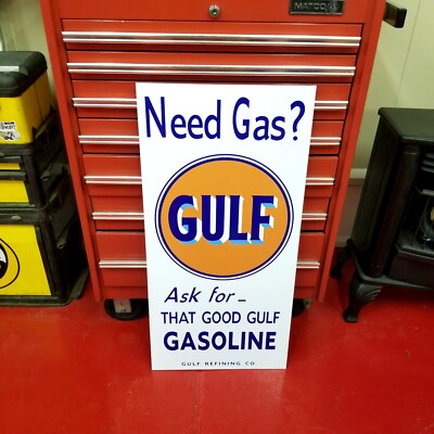 Antique Style Gulf need gas good gulf service station Sign hot rod ...