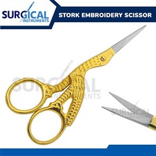 Stork Sewing Embroidery ManiCure Scissors Gold Plated 3.5" Bird Shape German Gr