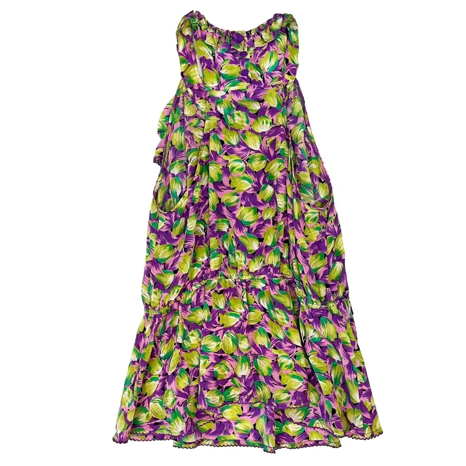 Anthropologie Odille Purple & Green Silk Halter Top Ruffle - Size 2 - Image 2 of 4