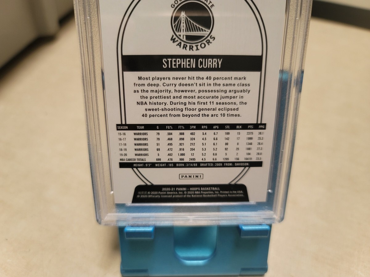 Steph Curry 2020-21 NBA Hoops Warriors Green Holo SSP /99 #130 PSA 
