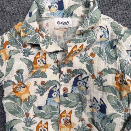 Bluey Boys Kids 2T Tropical Printed Top & Short Set Tan Cotton Short Sleeves - Picture 5 of 11