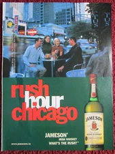 2003 JAMESON IRISH Whiskey Print Ad ~ RUSH HOUR CHICAGO, Friends Outdoor Drinks