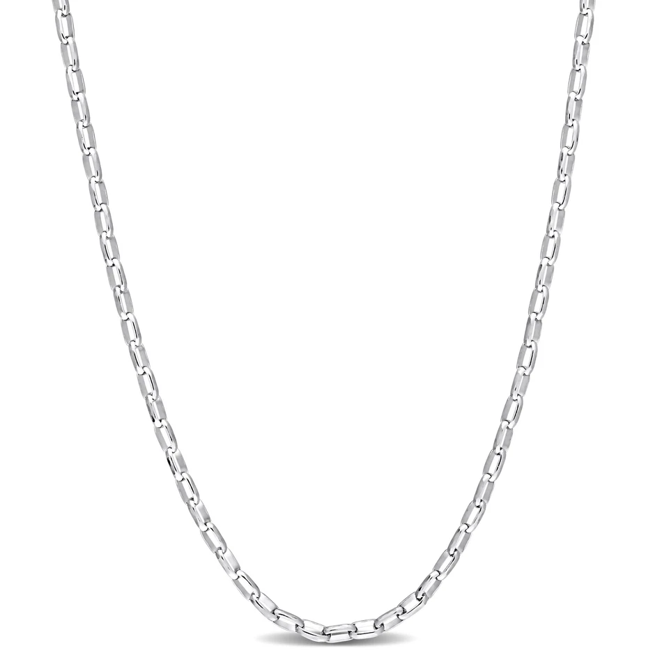 Collar de cadena Rolo rectangular de lujo de plata de ley Amour - 20 pulgadas