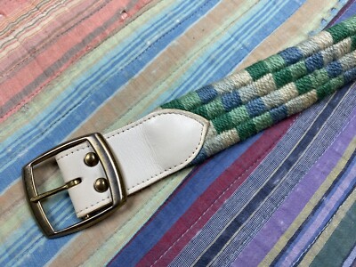 Vintage Hand Woven Belt Leather Surcingle Traditional Green  display picture 1