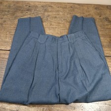 Vintage Fundamental Things Petite Sz 12 Plaid Straight Crop Pants Blue Pleated