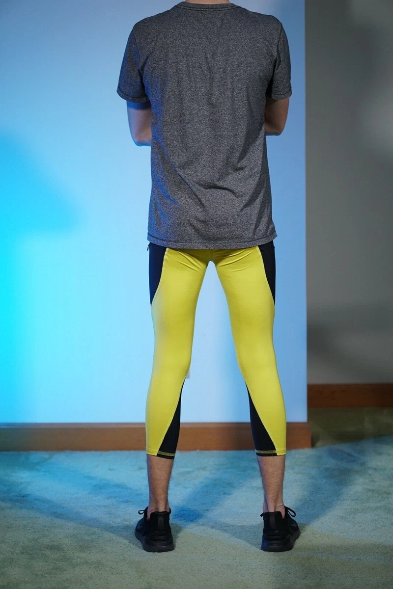 Mens Matador Meggings Leggings Compression Pants Yellow Size S