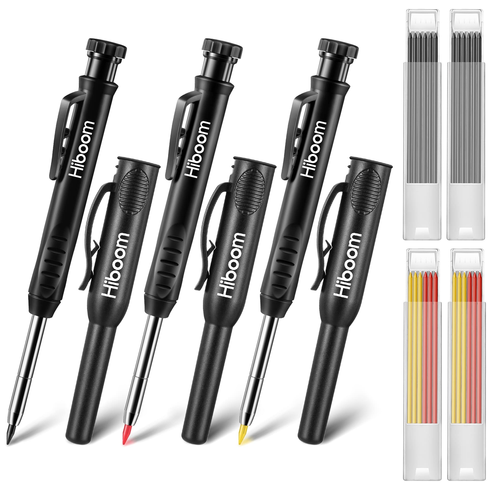 Carpenter Pencils Set with 24 Refills, 2.8 Mm Mechanical Carpenter Pencils-image