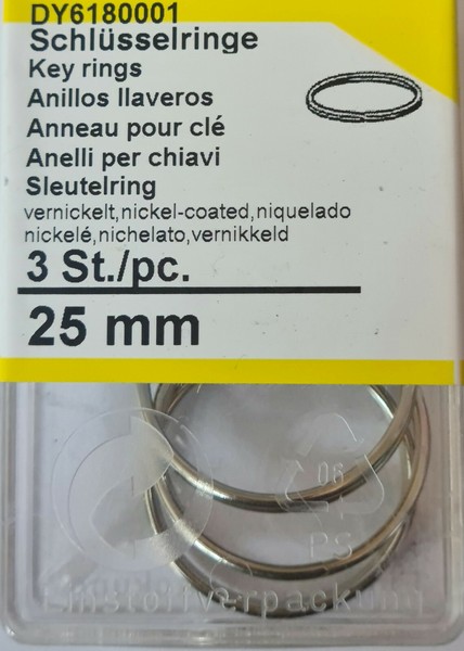 Connex SchlüSselringe Stahl Vernickelt 3 StüCk Ø25 Mm DY6180001 Blister-image