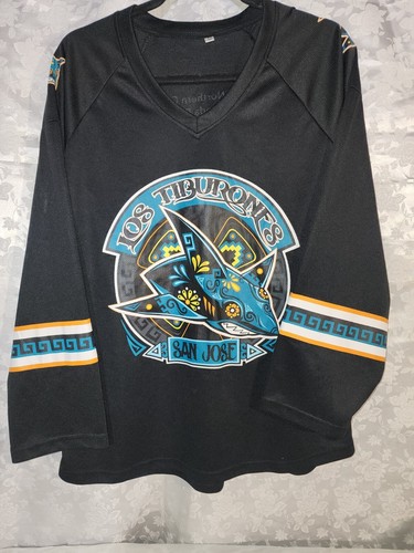 San Jose Sharks Los Tiburones Black Hockey NHL unisex adult Medium Jersey sga - Picture 2 of 4