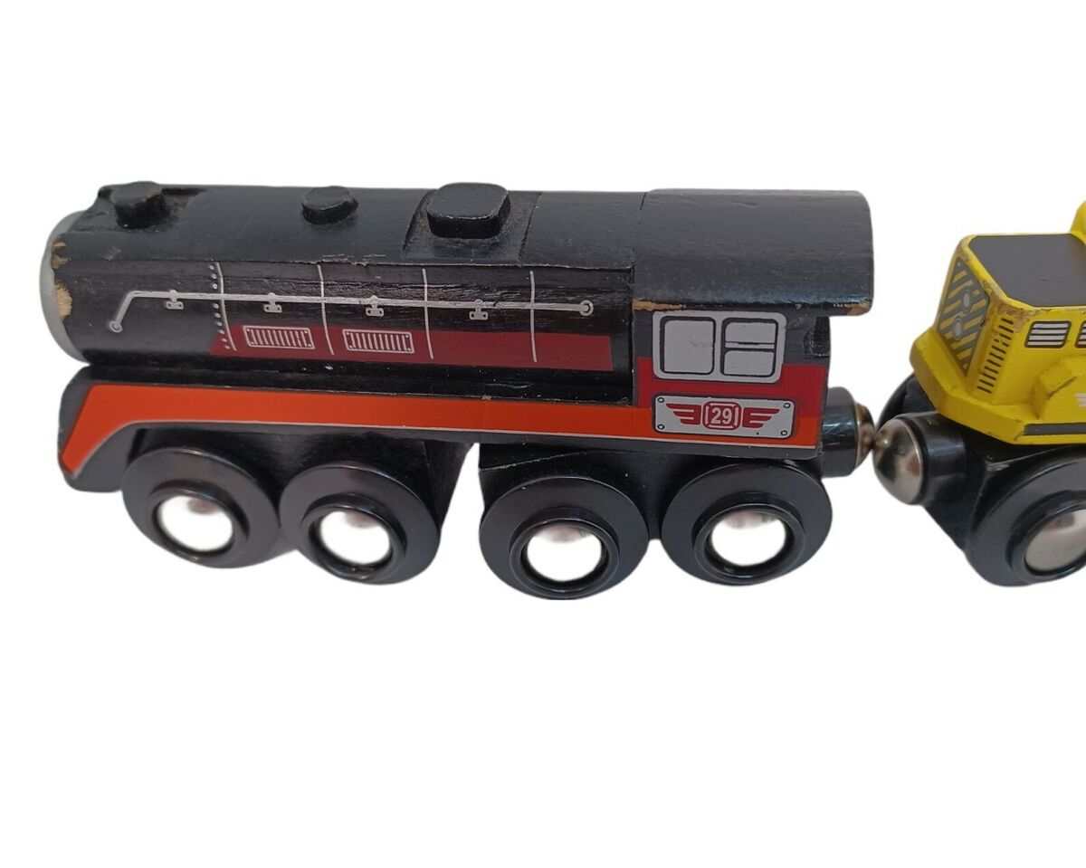  maxim enterprise, inc. Wooden Steam Train Locomotive Engine  Car, Black Steam Engine Compatible with Thomas & Friends, Brio Railway Set,  and Other Major Brands Wooden Train Set and Accessories : Toys