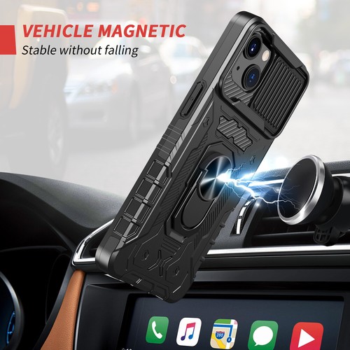 Pour Apple iPhone 14 13 Pro Max étui bague magnétique en métal intégré verre trempé - Photo 10 sur 43