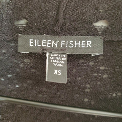 Eileen Fisher Black 100% Merino Wool Cardigan Sweater SZ XS Italian Yarn Knit - Picture 6 of 6