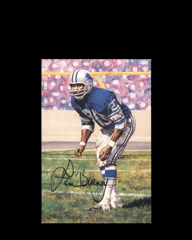 Lem Barney PSA DNA Coa Signed Goal Line Art Card Autographed