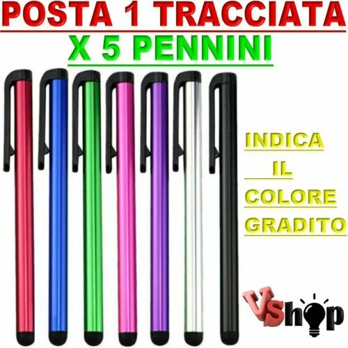 Set 3 Pennini Touchscreen Con Punta Fine Sostituibile, Cordini Elastici E Panno In Microfibra Per Tablet E Smartphone