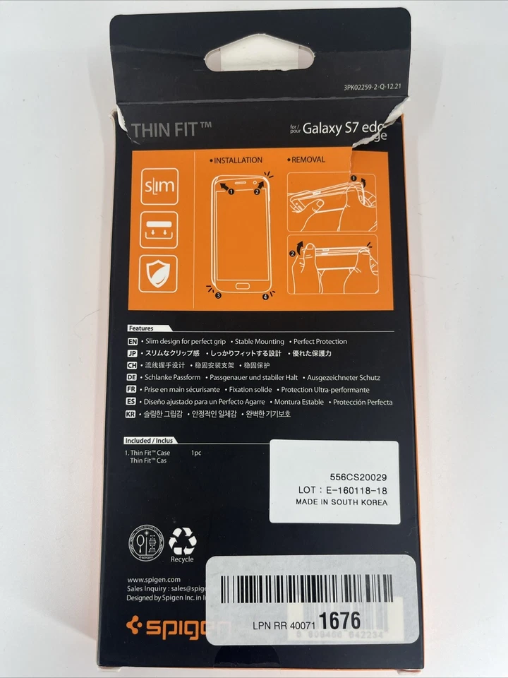 Funda para teléfono Spigen Samsung Galaxy S7 Edge ajuste delgado - negra Foto 2 de 2