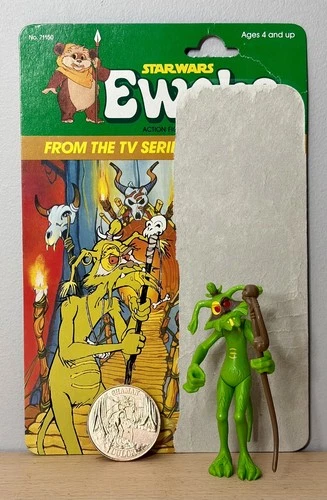 Vintage 1980s DULOK SHAMAN Action Figure with Coin - Star Wars Ewoks - Kenner