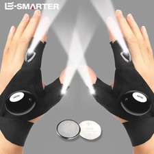 LED Flashlight Gloves Night Fishing Cycling Waterproof Fingerless 1 Pair
