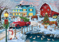 500-Piece Christmas Farm Jigsaw Puzzle for Adults - Fun Family Game Gift Idea