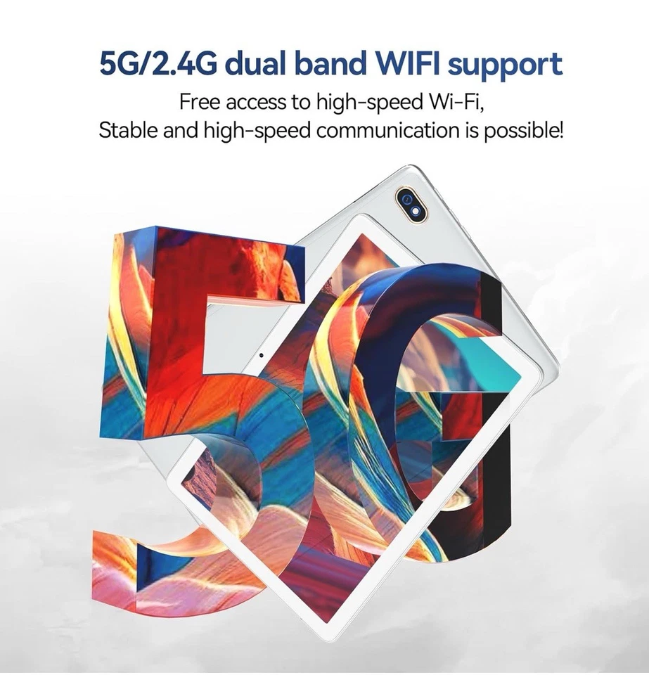 ZONKO 10.1" Android Tablet 128GB+1TB Octa-Core WiFi Bluetooth w/ Keyboard Silver - Image 3 of 4