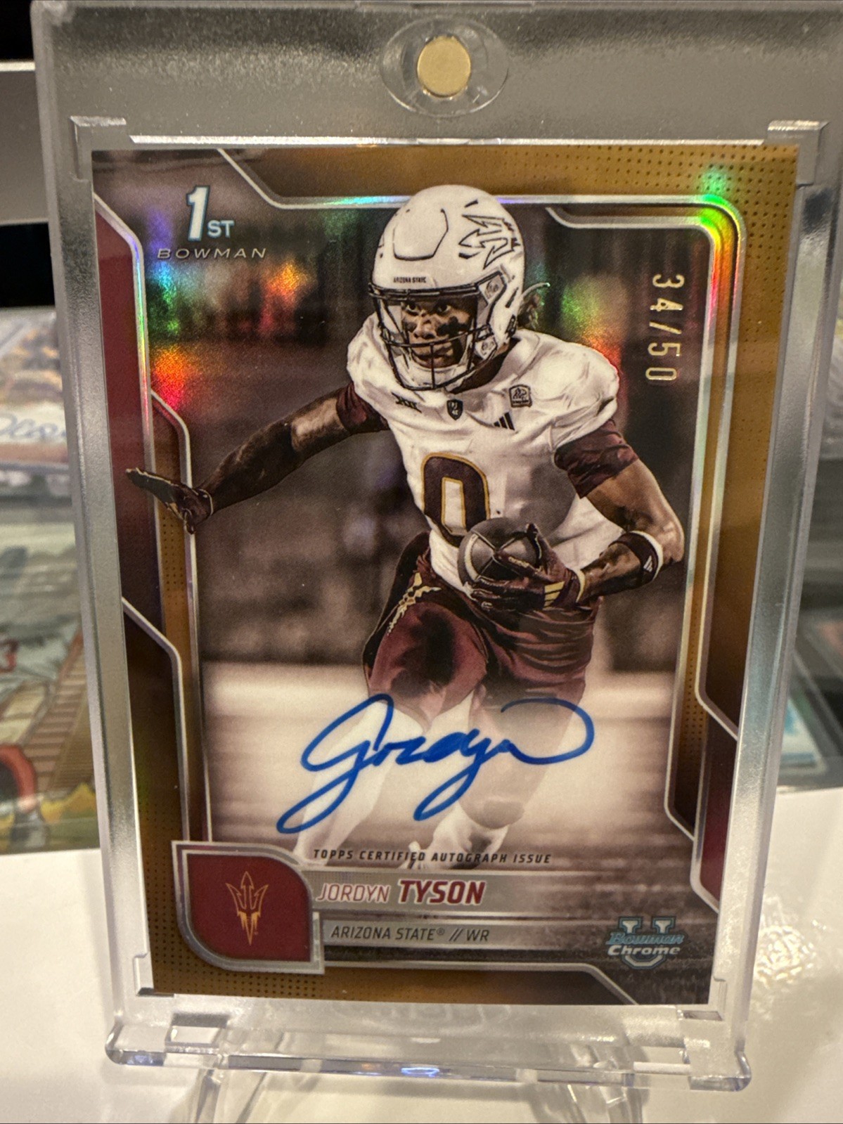 2025 Bowman Chrome University U TRUE Gold Jordyn Tyson 1st ON CARD AUTO /50 ASU