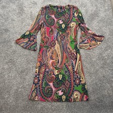 Tommy Hilfiger Dress 4 Paisley Bell Sleeve Boho Chic Retro 70s Whimsigoth Artsy