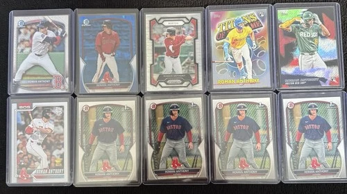 Roman Anthony 10 Card Lot - 4x 1st Bowman’s - Mojo / Blue Bowman - /499 - Insert