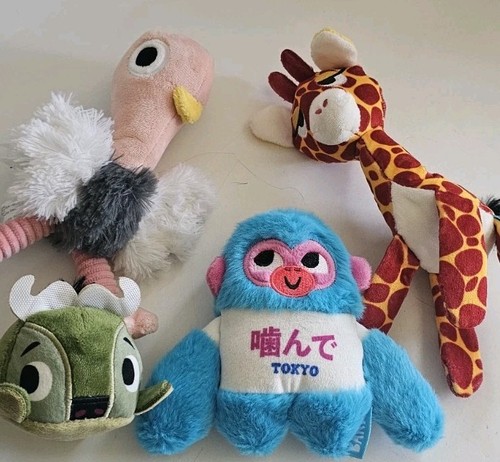 Bark Dog Toy Lot Squeaky Crinkle Small Giraffe Monster Ostrich