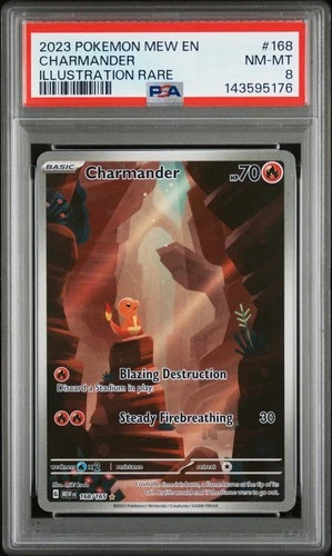 2023 POKEMON MEW EN-151 ILLUSTRATION RARE #168 CHARMANDER PSA 8